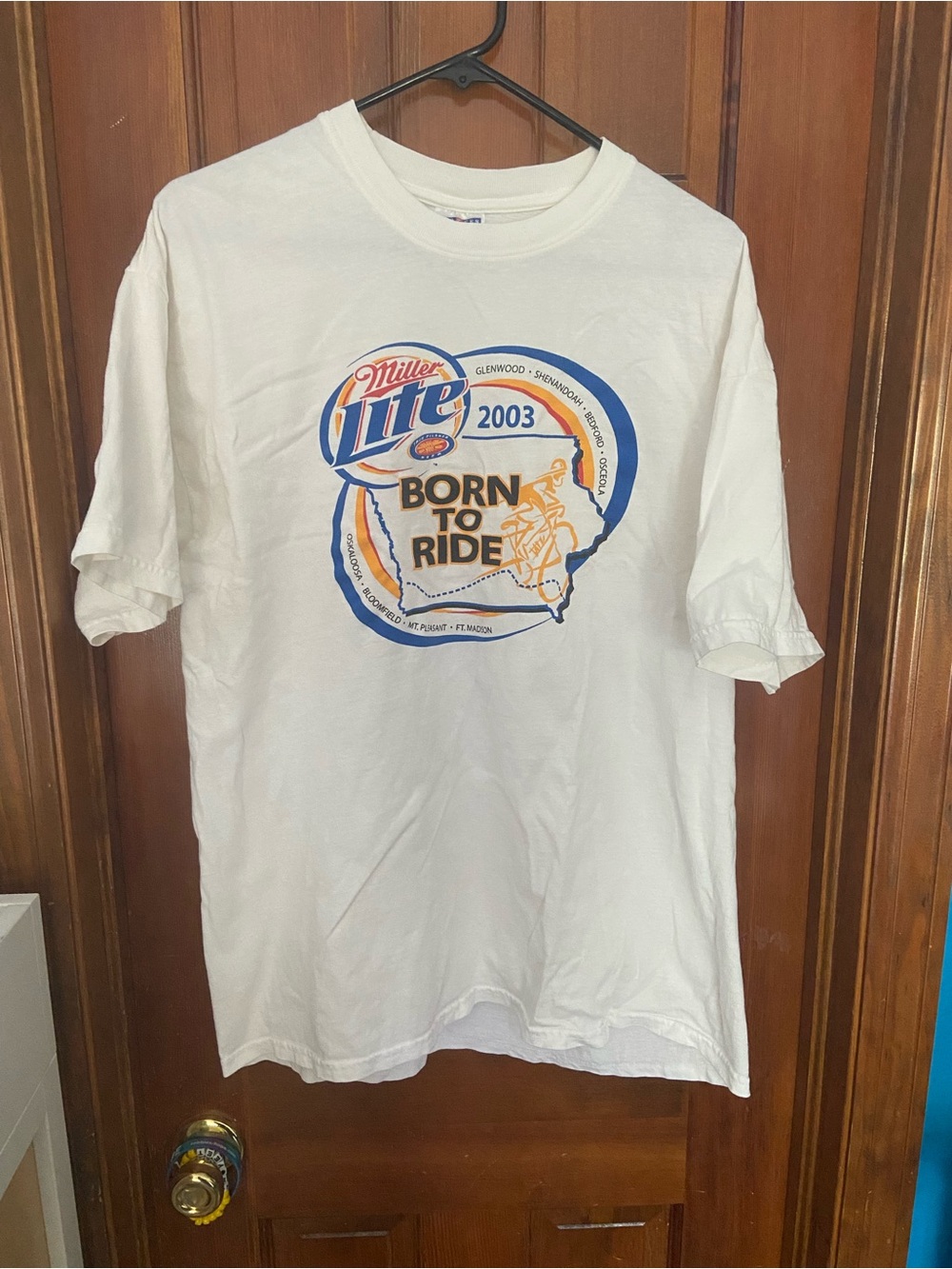 Miller Lite White 'Born to Ride' Graphic Short-Sleeve Tee